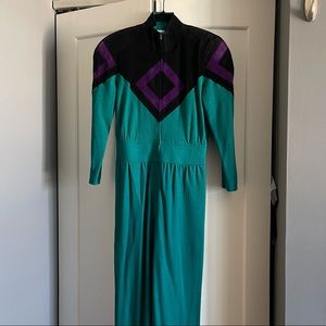 Vintage 80s Ayako Suede and Knit Jumpsuit